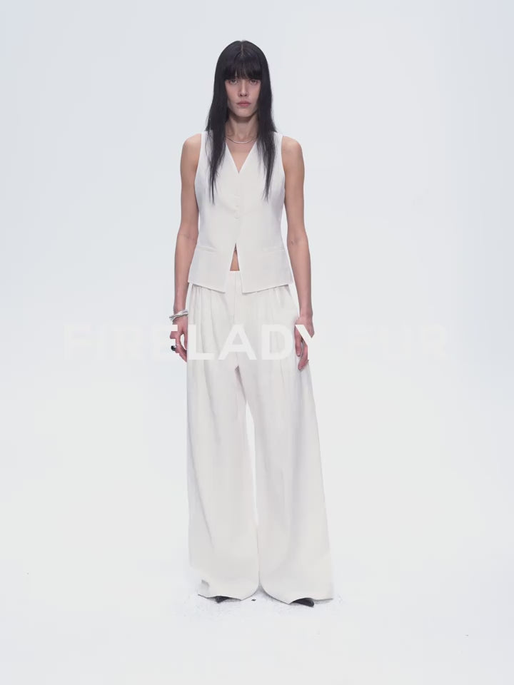 
                  
                    Load and play video in Gallery viewer, &amp;quot;Old Money Space&amp;quot; Linen draped vest and straight trousers suit
                  
                