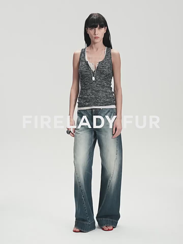 
                  
                    Video in der Galerie ansehen und abspielen, &amp;quot;Summer Night Starry Sky&amp;quot; Cotton and Linen Blended Henley Collar Beaded Vest Summer
                  
                