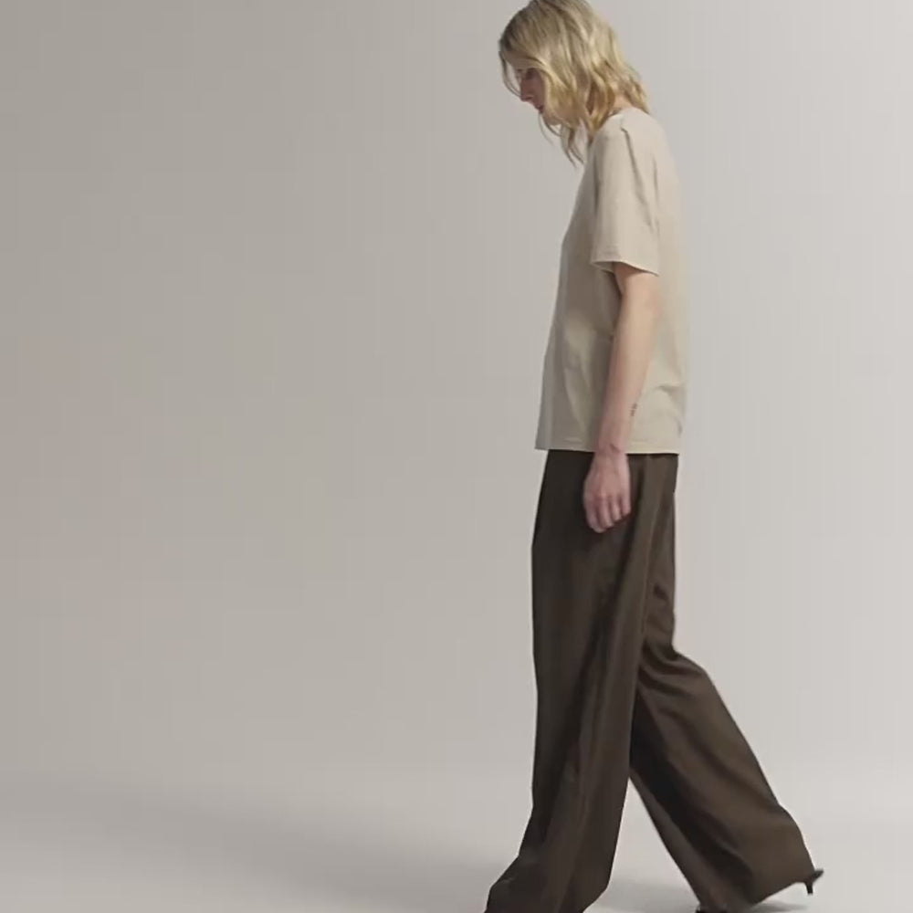 
                  
                    Video in der Galerie ansehen und abspielen, &amp;quot;Soft Cloud&amp;quot; 15.5mm cashmere loose and comfortable round neck versatile short-sleeved T-shirt for women
                  
                
