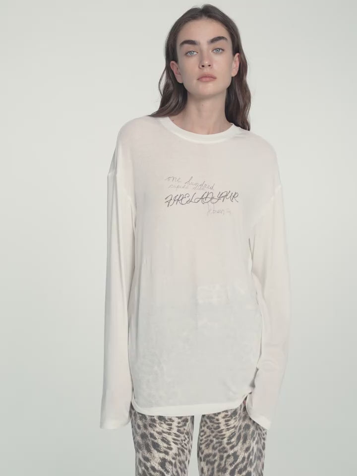 
                  
                    Load and play video in Gallery viewer, Classic all-match printed round neck slightly loose slim fit draped long sleeve T-shirt
                  
                