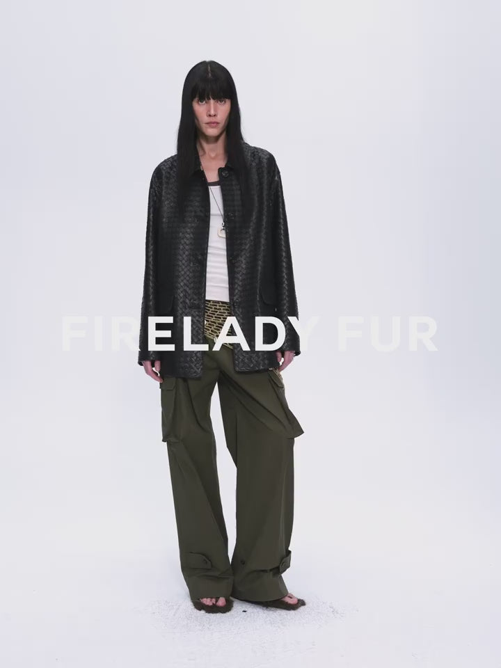 
                  
                    Charger et lire la vidéo dans la visionneuse de la galerie, &amp;quot;Rembrandt Night&amp;quot; New Zealand imported lambskin perforated woven leather jacket spring
                  
                