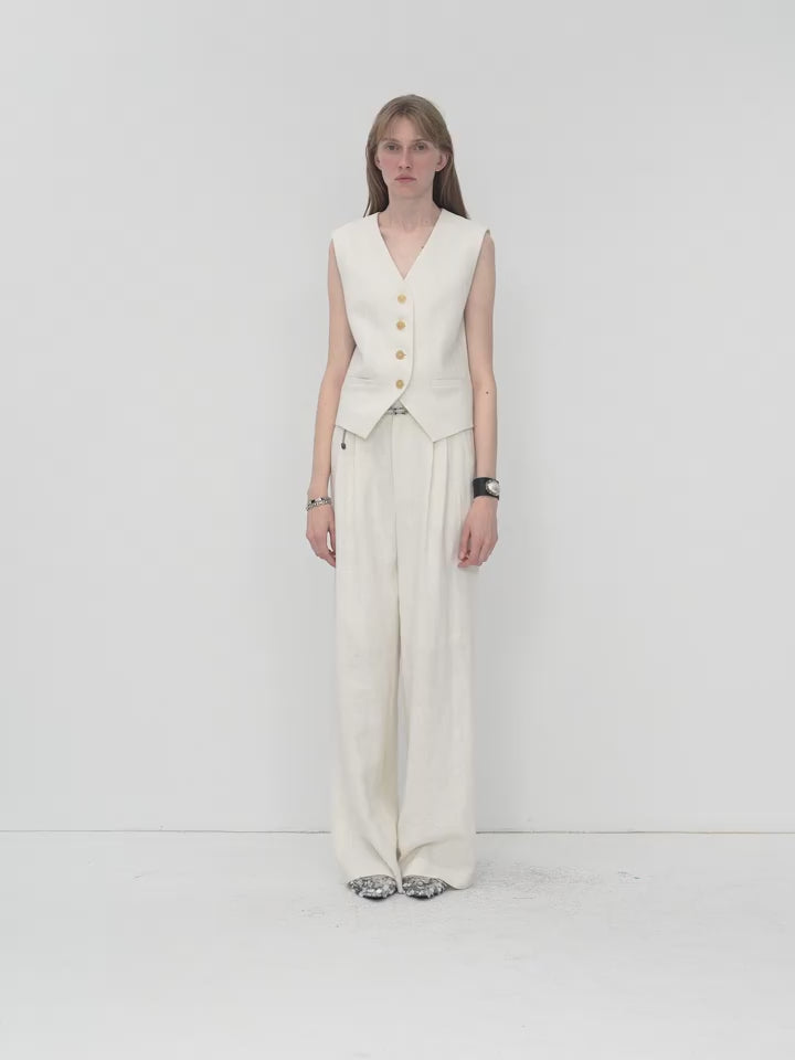 "Diary of an Old Friend" Customized Breathable Ramie Oversize Suit Vest Set